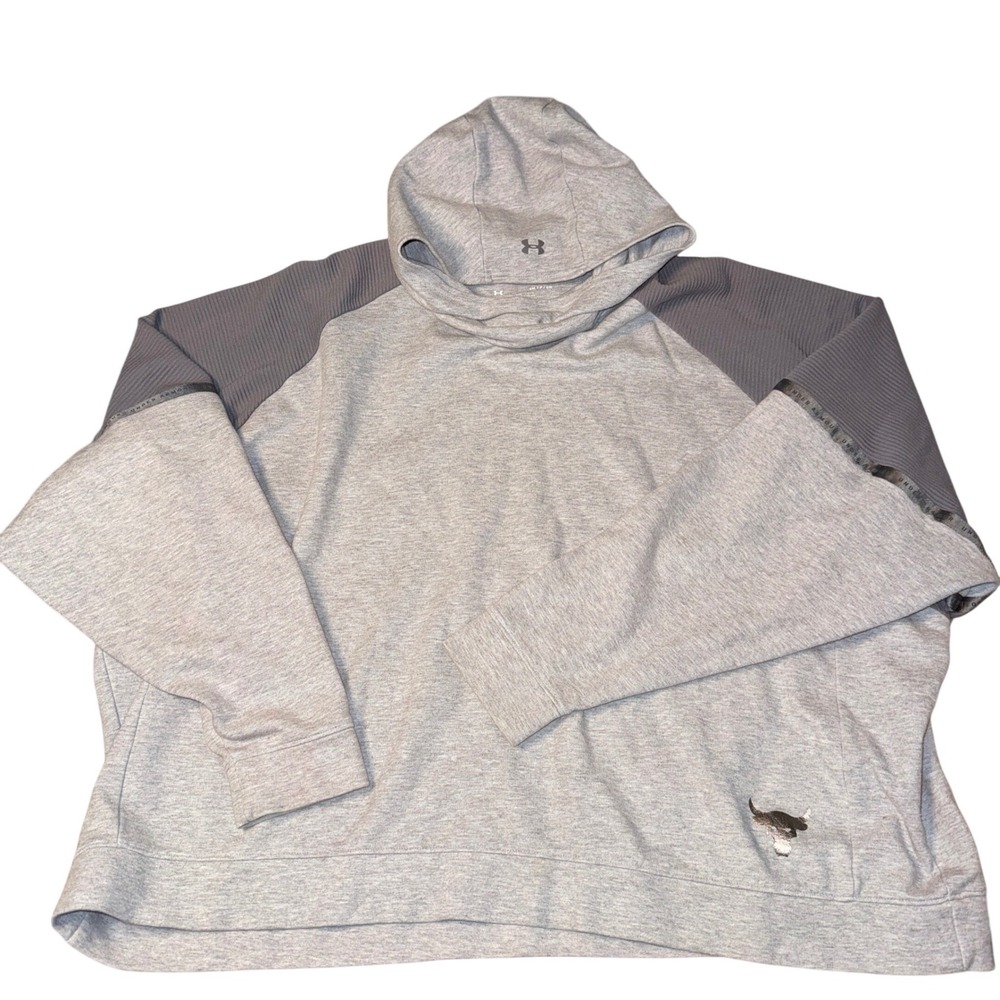 Under Armour Hoodie Womens Small oversized Gray Project Rock All Day Hustle Bull